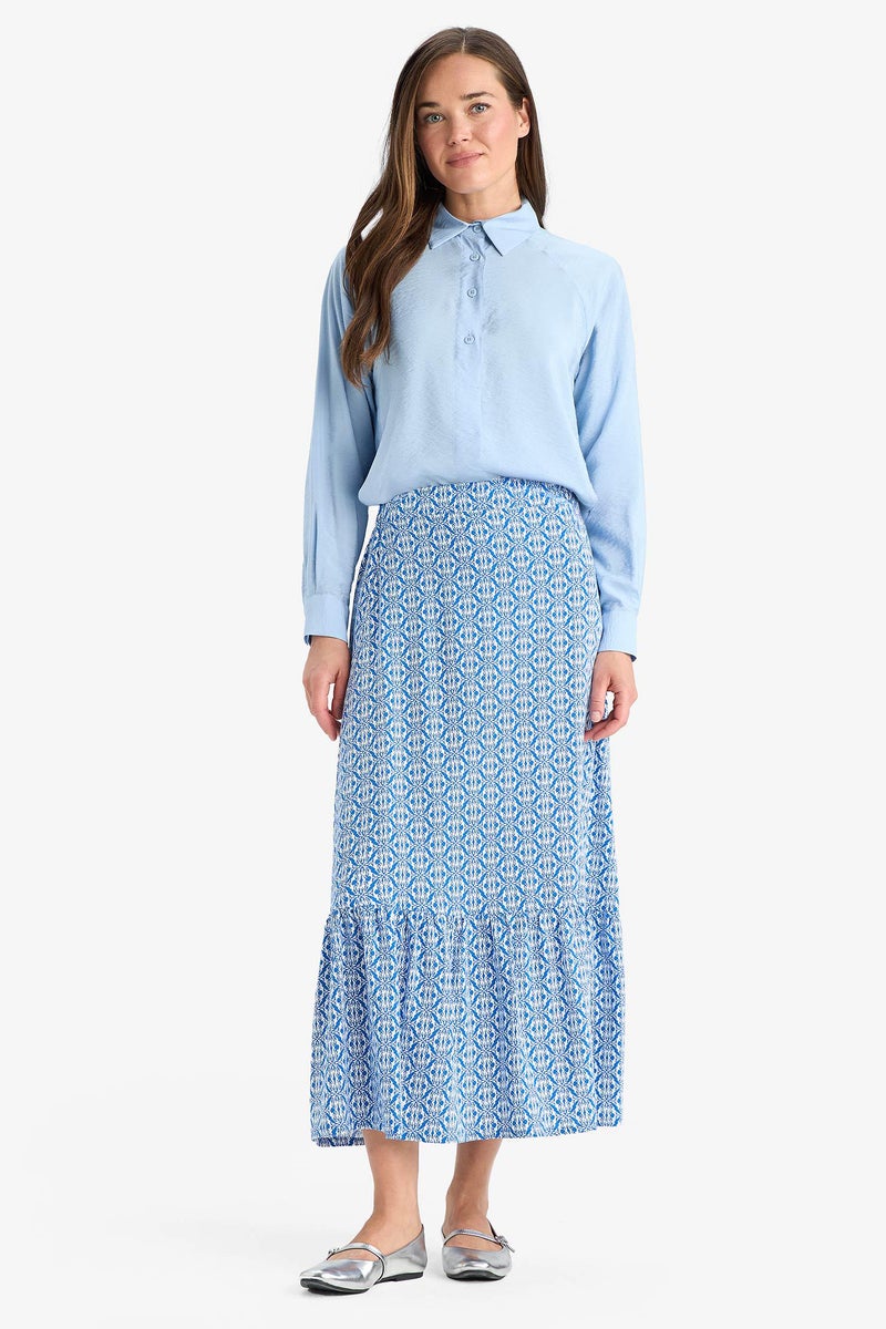 DeFacto Blue Woman Printed Maxi Skirt Casual - Image 1